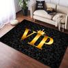 Роскошный 3D VIP ковер - Нескользящий полиэстер, Черно-золотая VIP корона, Идеально подходит для патио, гостиной, спальни