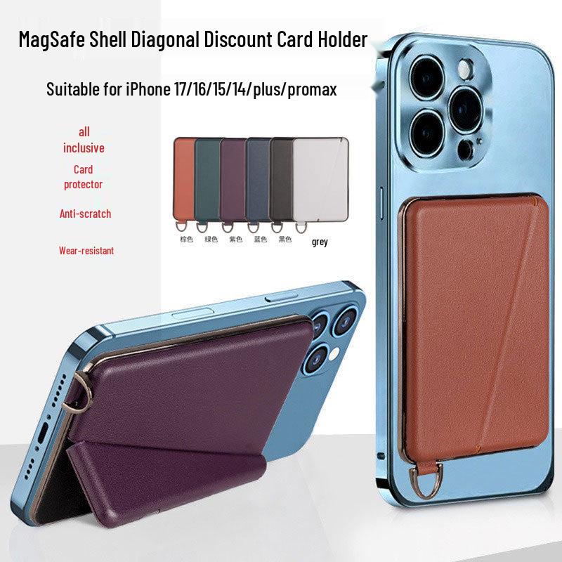 Magnetic Card Holder for Apple 16 Pro Max: Universal MagSafe PU Card Sleeve & ID Holder