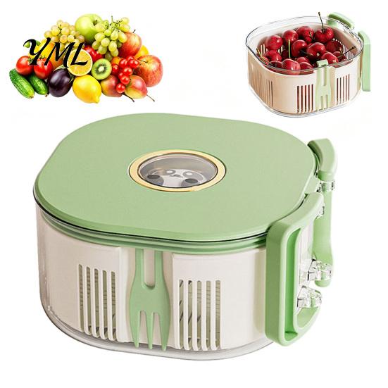 Rotating Berry Rinser for Strawberries Fruit Washing Bowl, with Strainer And Fork, Multifunctional Portable Drain Outdoor Rinse Bowl Basket,