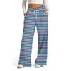 Women's Wide Leg Casual Pants High Waist Striped Sports Pants