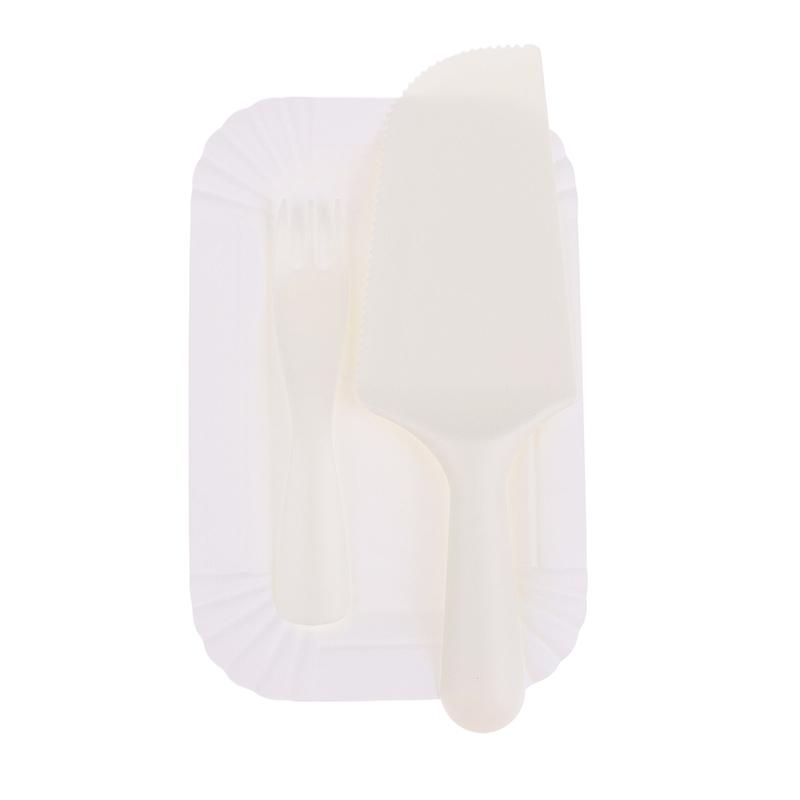 Набор ножей и вилок для торта на 5/10 человек, Белый, Пластиковый одноразовый набор тарелок для ужина, Посуда для выпечки и сервировки торта