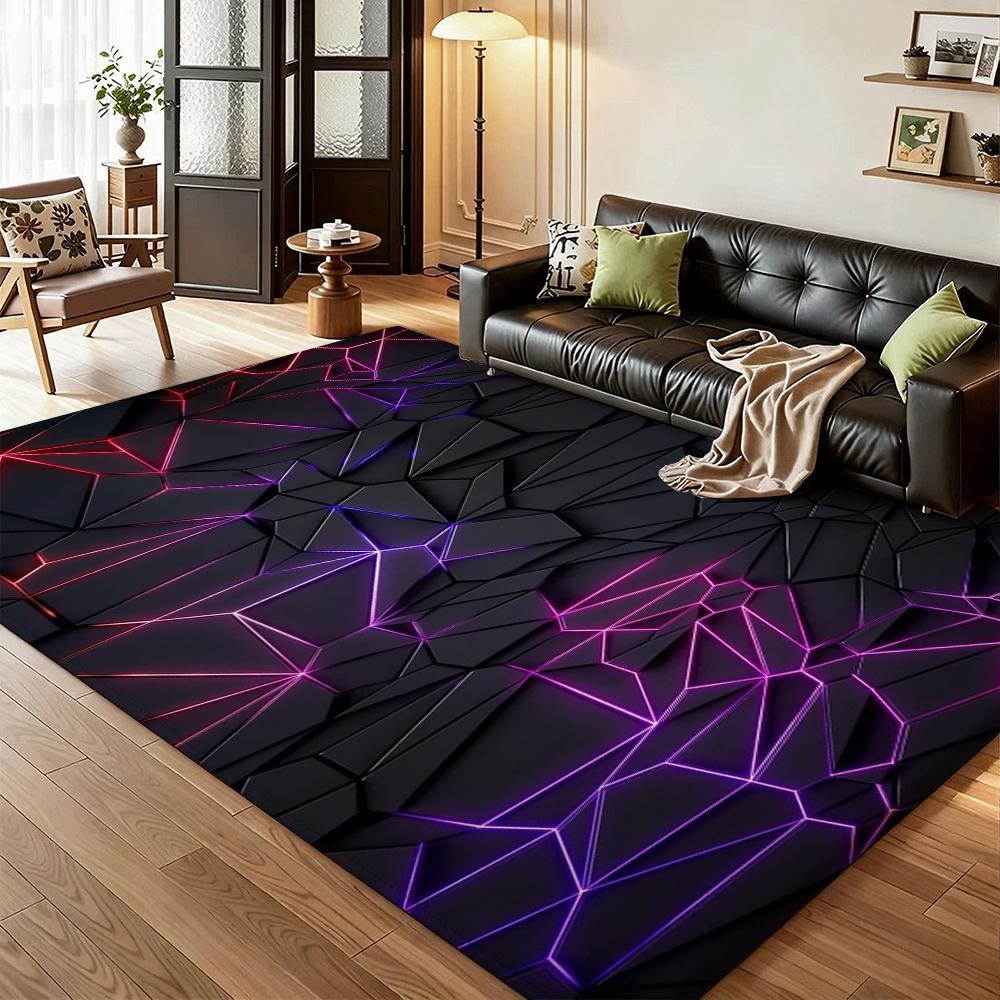 Neon Geometry Indoor Rug Durable Stainresistant Easyclean Carpet For Bedroom Kitchen Bathroom Home Decor Birthday Gift