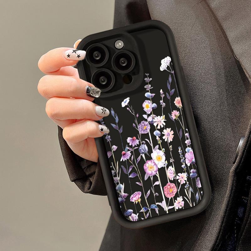Модный силиконовый чехол для телефона с цветком для iPhone 16 11 12 13 14 15 Pro Max XS Max X XR 7 8 15 Plus SE 2022 женский мягкий защитный чехол для объектива камеры
