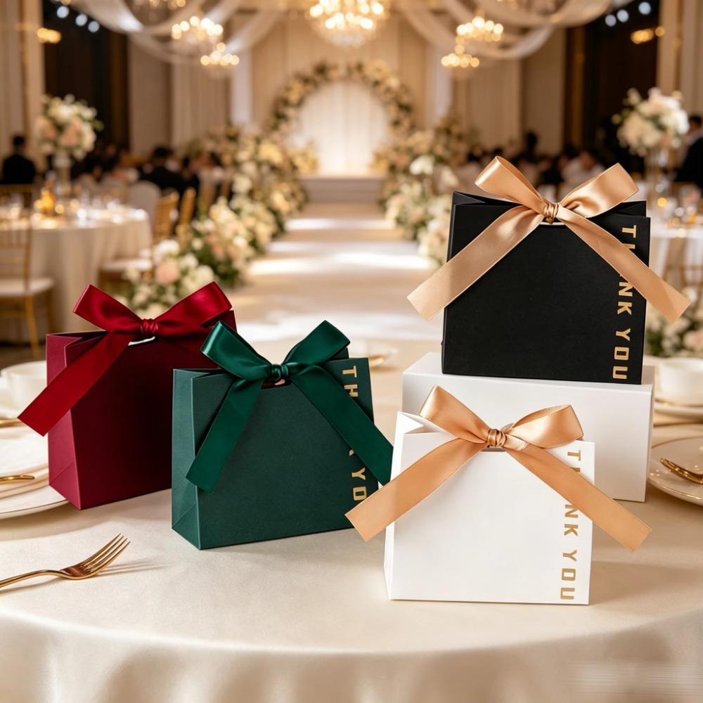 10Pcs With Ribbon Party Favor Bags Small Size Paper Packing Bags Elegant Gift Bags Christmas Party