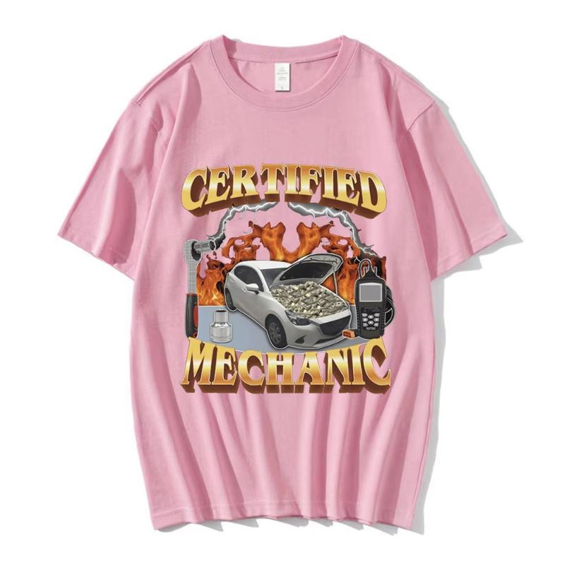 Модная Сертифицированный Механик Мем Графическая Футболка Мужская Женская Хип-Хоп Футболки 100% Хлопок Повседневная С Коротким Рукавом Оверсайз Футболки