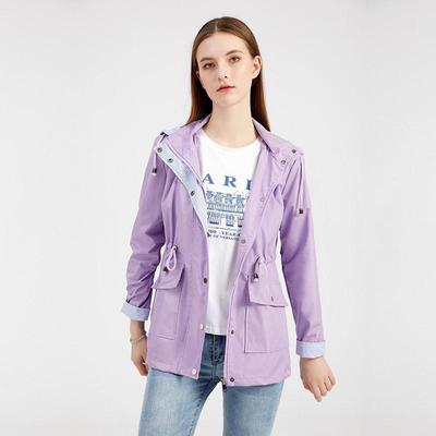 Женская осенне-зимняя однотонная ветровка с капюшоном и длинными рукавами и высокой талией, S-3XL