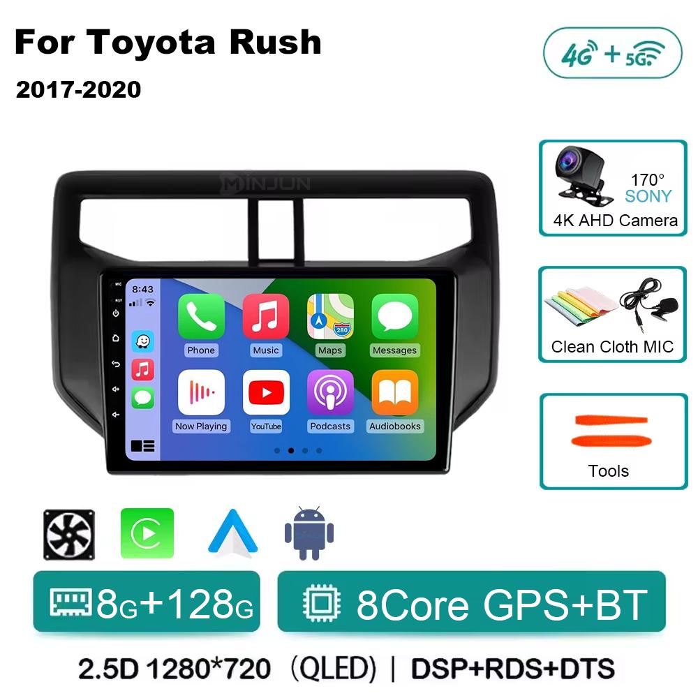 Android14 автомобильное радио для Toyota Rush Daihatsu Terios 2017 2018 2019 2020 Carplay Auto Player GPS стерео WIFI+4G 360 камера BT DSP