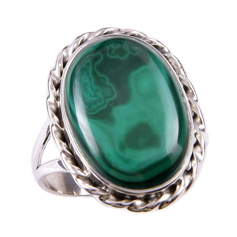 Natural Malachite Gemstone 925 Solid Sterling Silver Jewelry Ring Size 7.5 f3E35