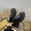 Lefu Shoes Женские туфли 2024 года, стильные кожаные туфли на толстой подошве, толстый каблук, одна нога, винтажные черные женские туфли в британском стиле