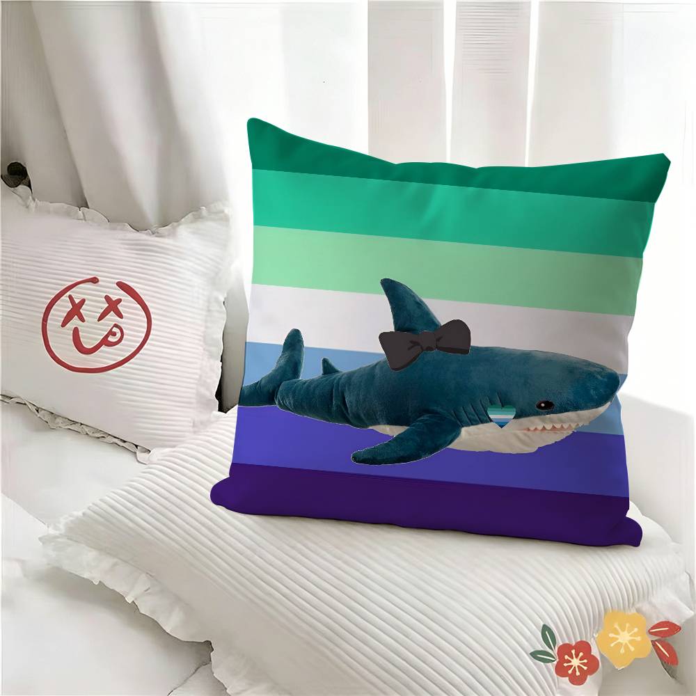pc Trans Blahaj Shark Pillow Case Fashion Square Pillowcase Bedroom Sofa Room Ins Decoration Leisure