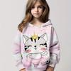 Свитшот с капюшоном и длинными рукавами Whimsical Cat Princess - модная одежда для девочек Детская одежда для школы и отдыха