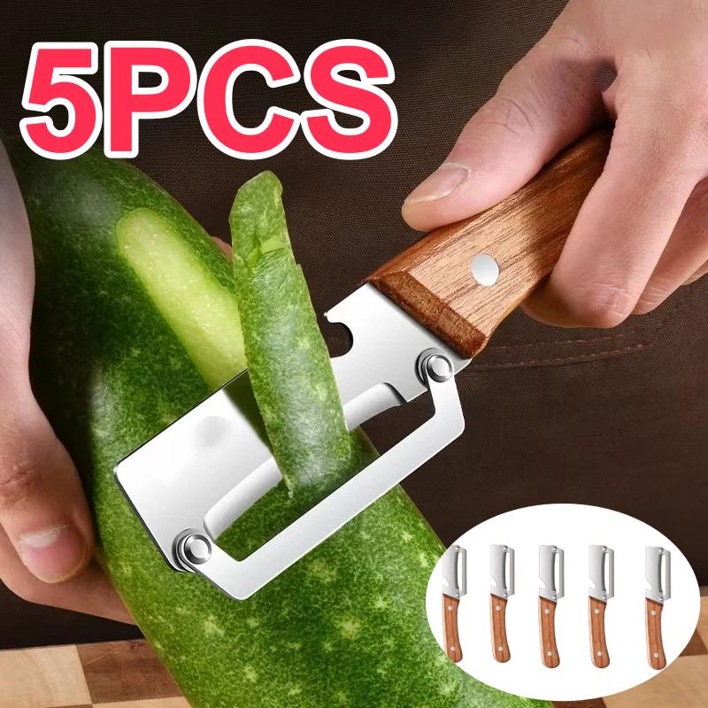 1/5pcs Stainless Steel Peeler Wooden Handle For Peeling Slicing Fruits Vegetables Smooth Operation Peeler Kitchen Accessories7