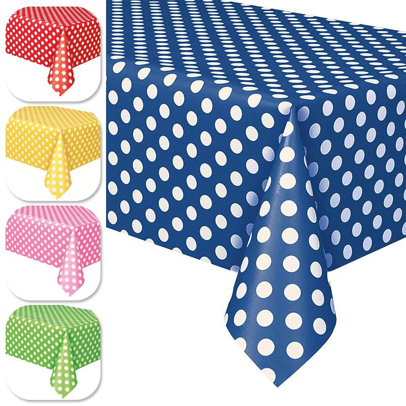 Disposable Waterproof Plastic Tablecloth Birthday Party Wedding Tablecloth Dot Eco-Friendly Tableware Rectangular Table Cover