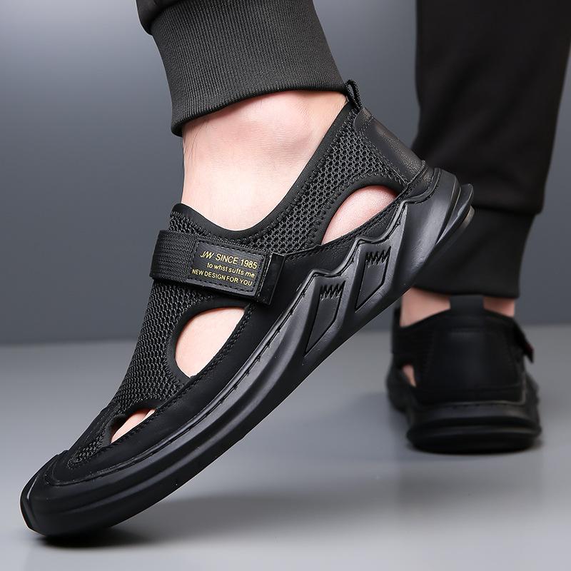 2025 летние новые сандалии сетчатые дышащие туфли с отверстиями мужские уличные тапочки пляжная обувь туфли на платформе