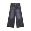 Summer Men's Denim Pants Old Blue Washed Male Jeans Straight Casual Menwear Loose Wide Leg Trousers Fashion