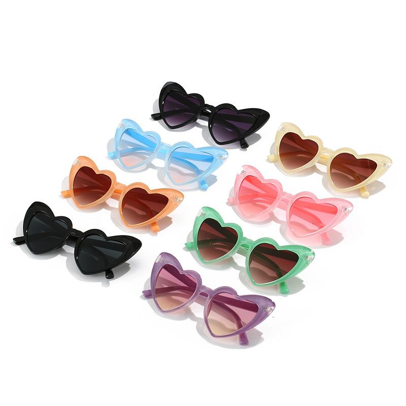 Summer new love sunglasses, fashion collar corner diamond-feeling ins sunglasses, jelly-colored copper film glasses for women