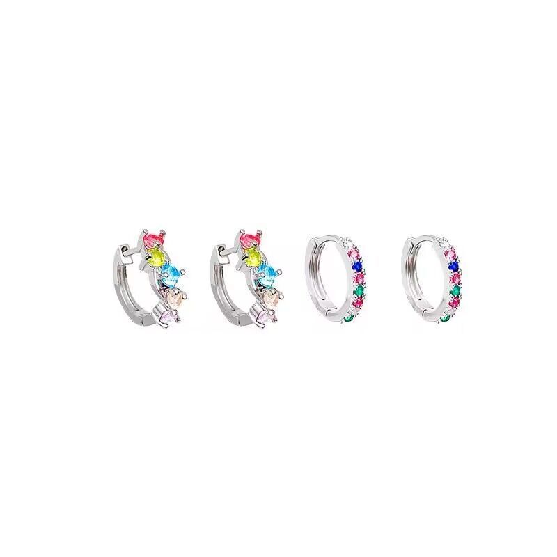 Luxury Colorful Crystal Rhinestone Earrings Female Fashion Copper Round Hoop Earrings For Women Girls Trendy Jewelry Bijoux Gift