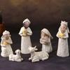 8 шт./набор фигурок из смолы «Рождение Иисуса», рождественские ясли, Иосиф, Дева Мария, три волхва, статуэтка животного, скульптура, настольное украшение, орнамент