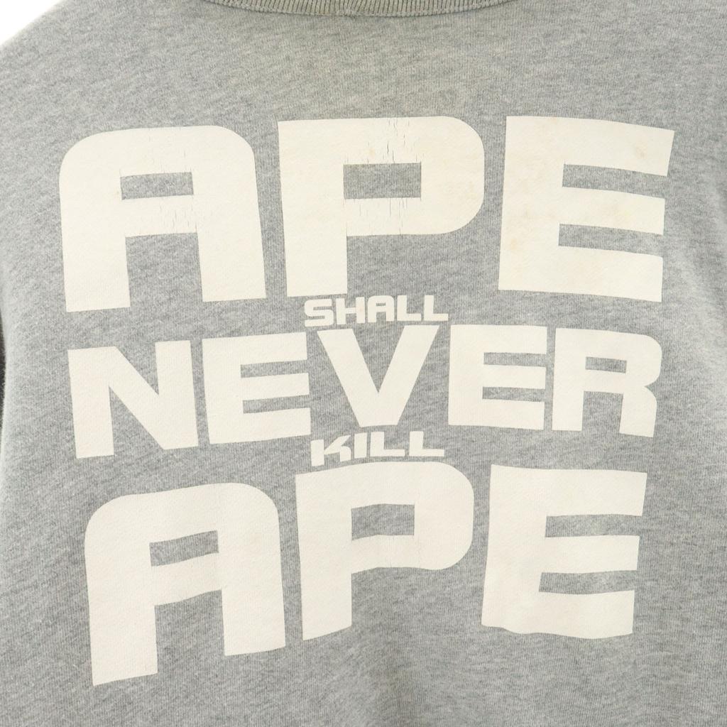 A Bathing Ape Свитшот-тренер с длинным рукавом, двусторонний, серый, мужской, б/у
