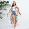 Women's Plus Size Cardigan Casual Holiday Style Sunscreen Bohemian Loose Printed Beach Shawl Cardigan