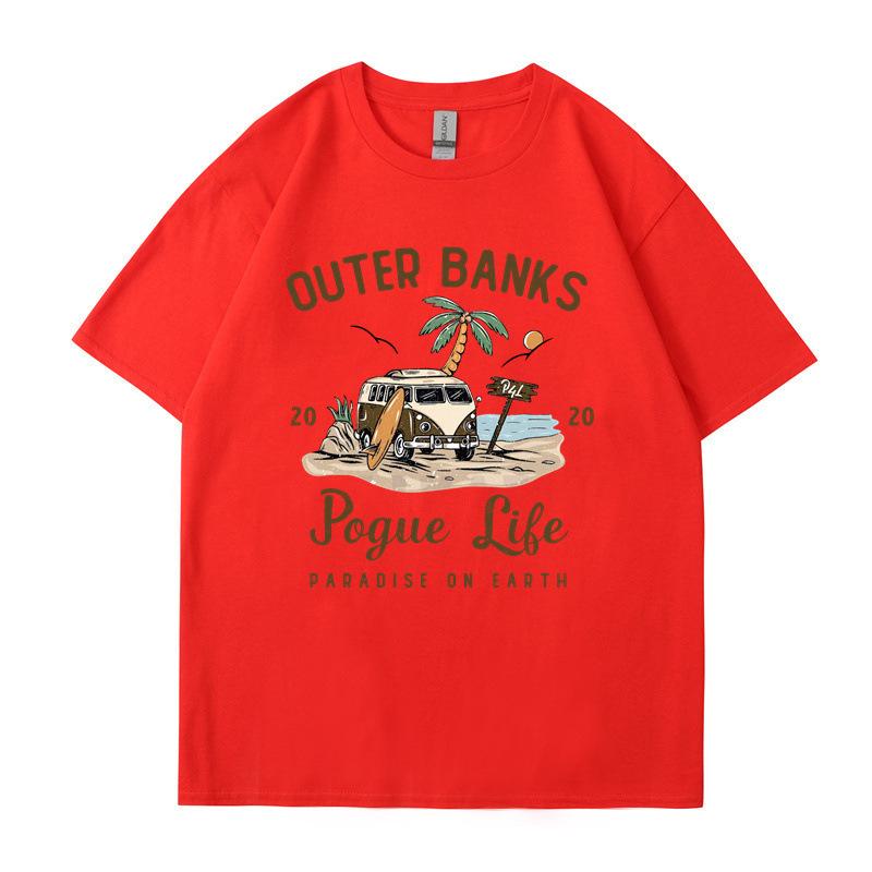 Модная футболка с принтом Outer Banks, футболка Pogue Life John B, Рай на Земле, Северная Каролина, Графические хлопковые топы Pouge