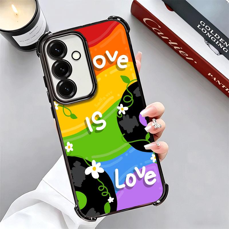 LGBT Rainbow Love Is Love Plating Phone Case For Samsung A17 A07 A37 A57 A16 A56 A15 A55 A14 A54 A13 A53 A26 A36 A25 A35 A24 A34