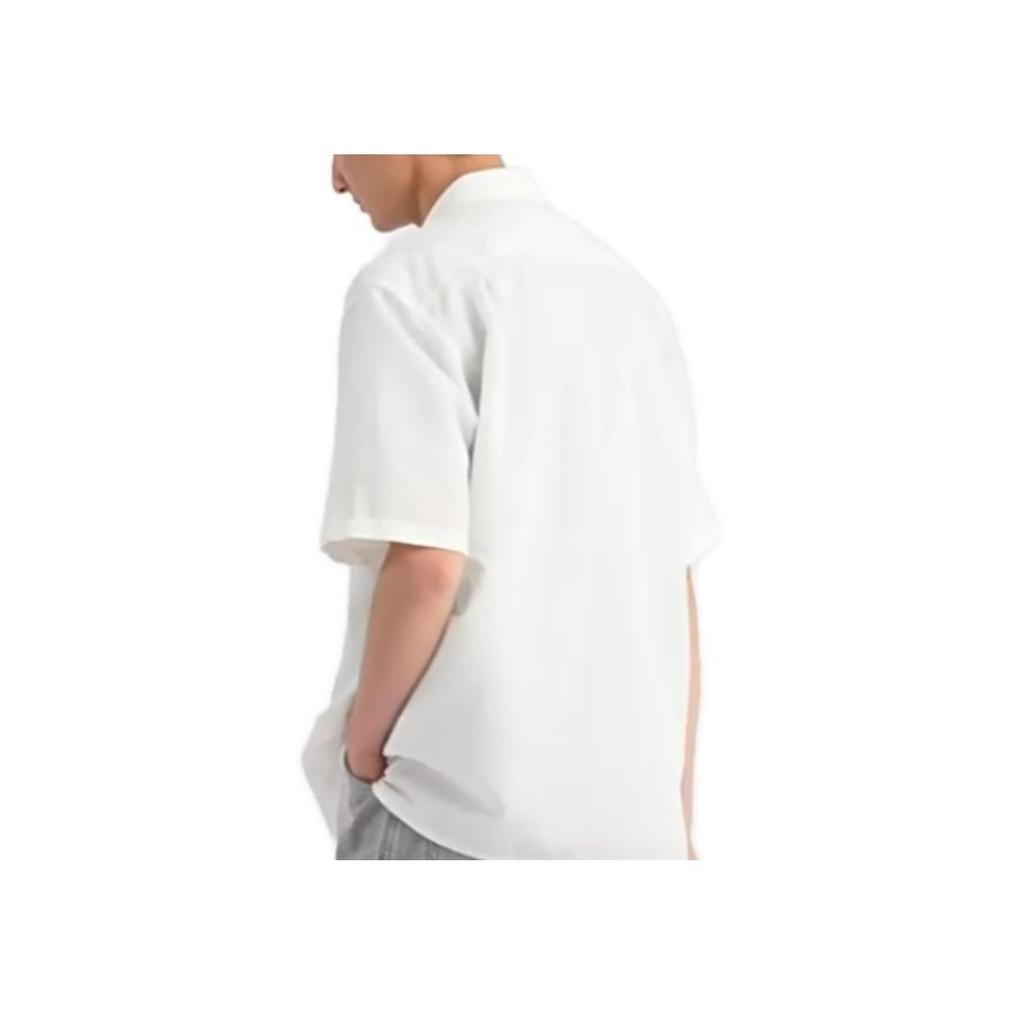 Uniqlo Однотонная рубашка с коротким рукавом Мужские рубашки Белый 455970-00