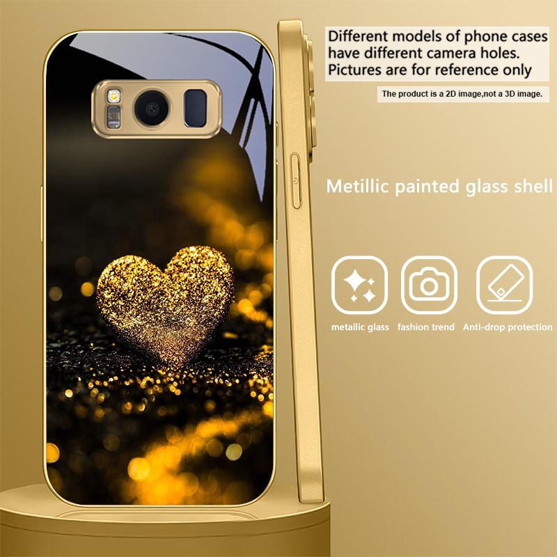 Сияющее сердце Для Samsung Galaxy S20 FE S21 S22 Ultra S23 Plus S24 Ultra 25Ultra S21+ S9+ 22Plus Золотой стеклянный чехол для телефона