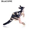 Vivid Kangaroo Shape Black Enamel Brooch For Women Boy Hat Suit Corsage Sweater Pin Clip