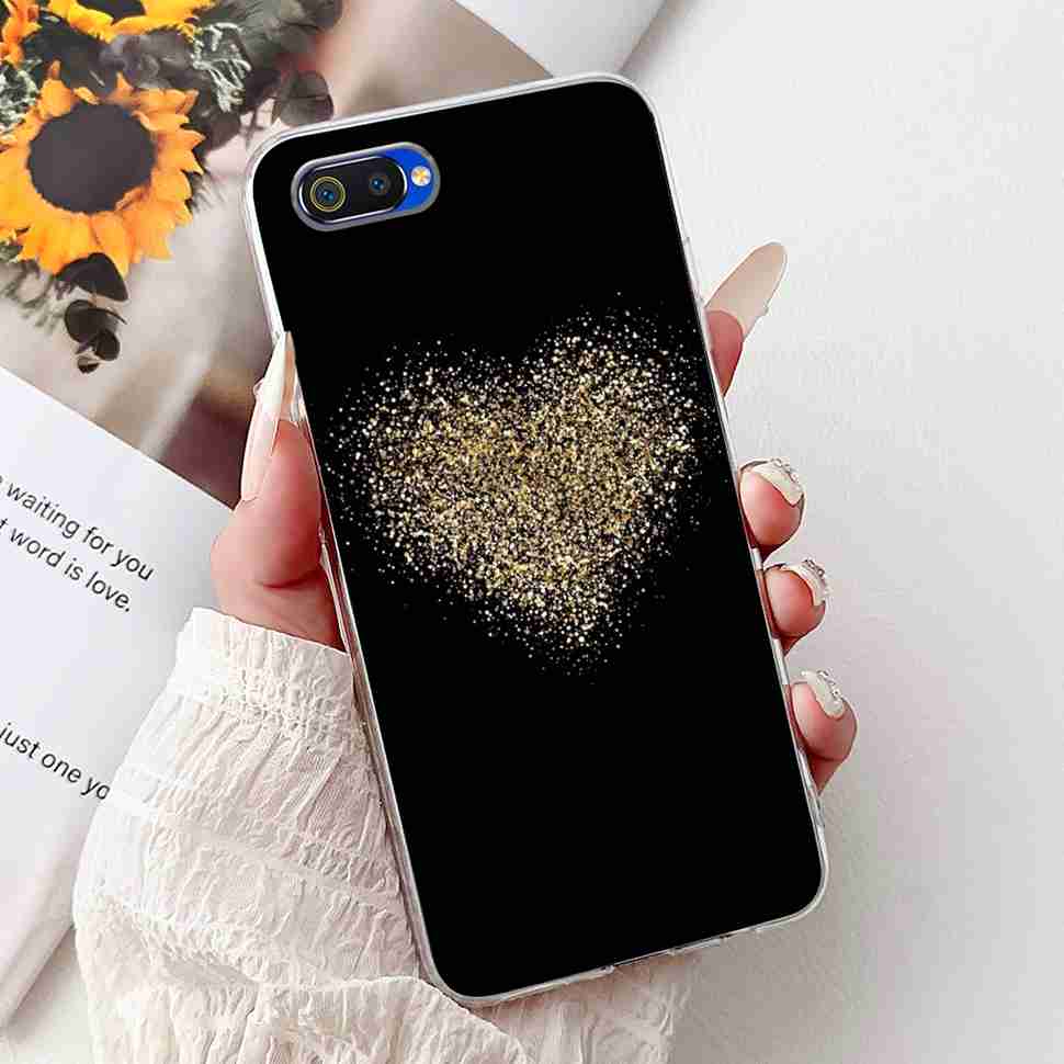 For Realme C2 RMX1941 6.1" Case Summer Fresh Mint Soft Silicone TPU Cover For Oppo Realme c2 C2 Luxurious Flowers Bumper Shell
