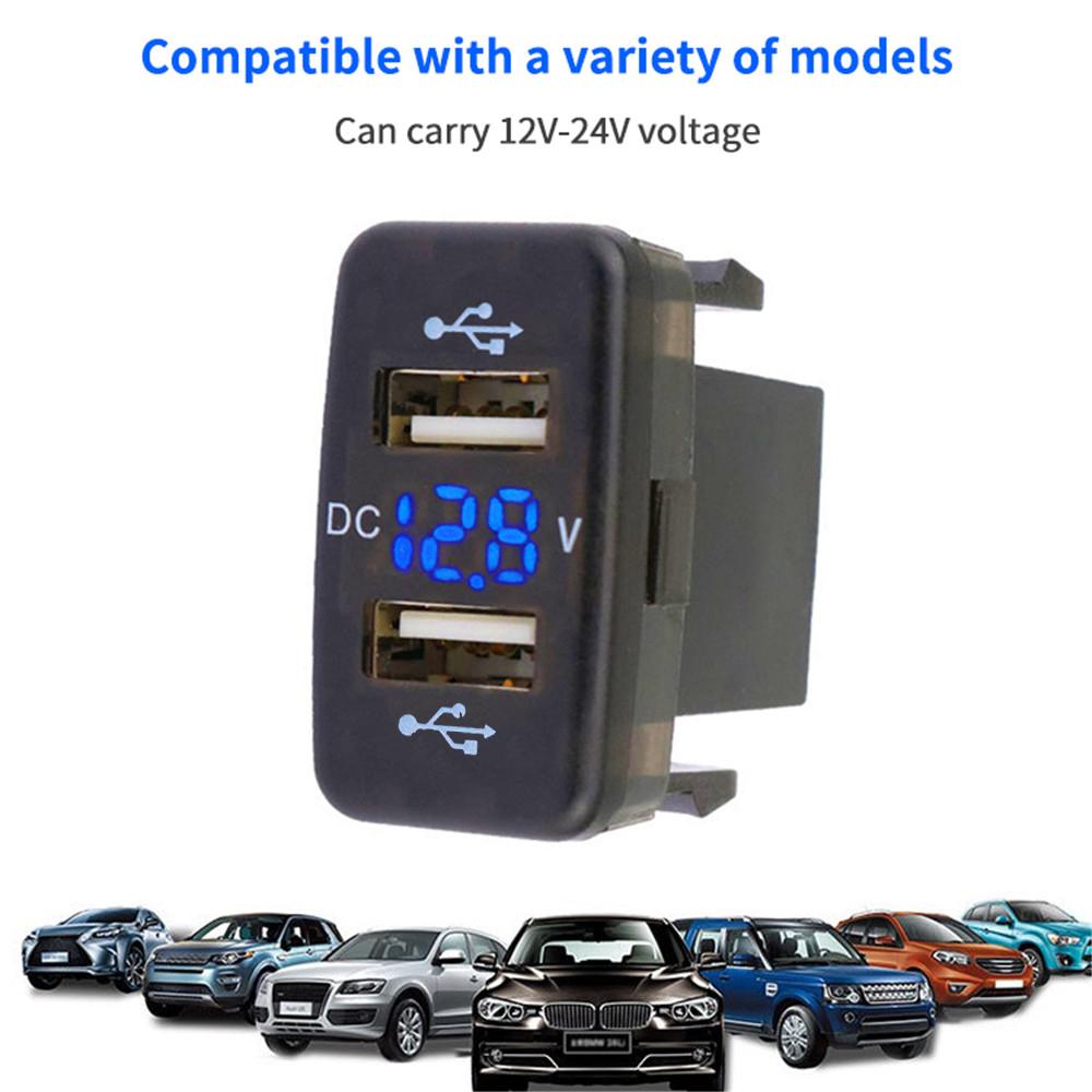 12 В-24 В автомобильное зарядное гнездо адаптер два порта USB быстрое зарядное гнездо с дисплеем напряжения для автоаксессуаров Toyota 40X22 мм