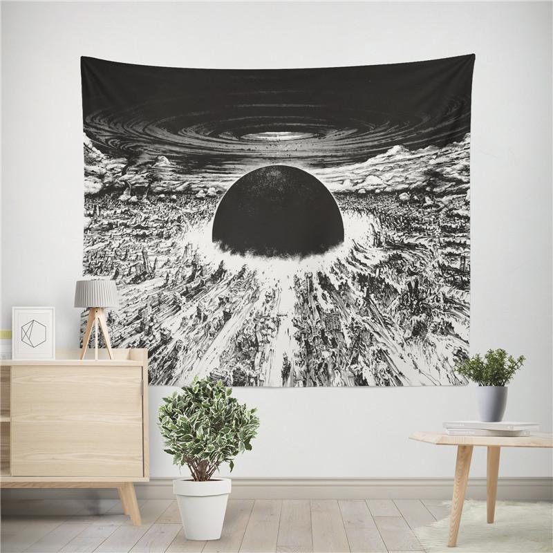 Aertemisi Akira Cyberpunk City Explosion Japanese Manga Anime Tapestry Wall Hanging Art for Bedroom Living Room Decor Party