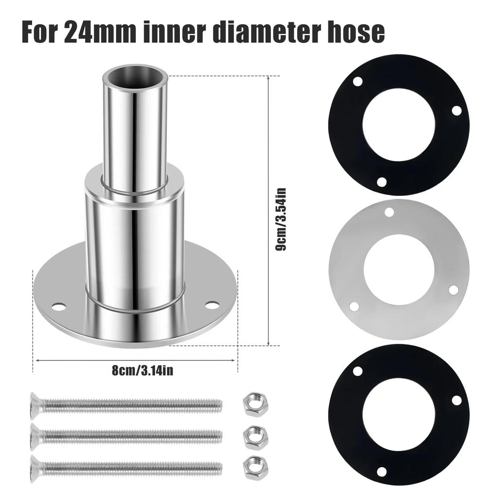 Straight Thru Hull Exhaust Skins Fitting for Marine Car 24mm Inner Diameter Tube Pipe 316 Stainless Steel Thru Hull Exhaust Skin
