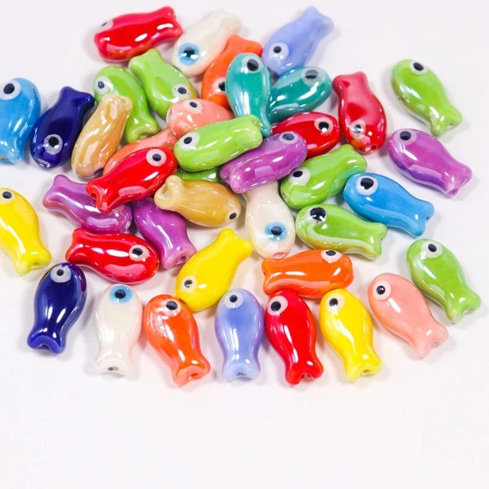 10Pcs Cartoon Design Small Fish Beads Ceramic Jewelry Making Material  Gift