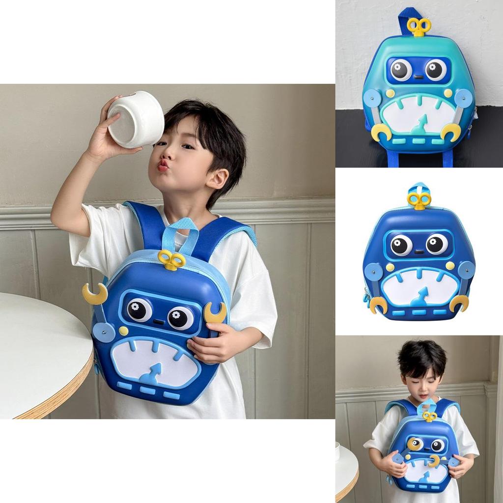 Cute Eggshell Backpack With Robot Print Designfor Preschool Use