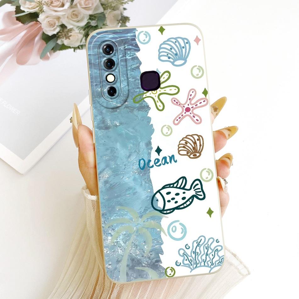 For Infinix Hot 8 / Hot 8 Lite X650 X650C X650B X650D Cute Cat Flower Cartoon Phone Case Shockproof Soft Silicone Covers Bumpers
