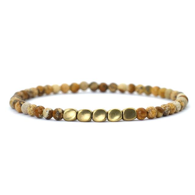 Новый мужской браслет 4 мм, нерегулярные медные бусины, браслет, минималистичный браслет из черного оникса, браслет Pulsera Hombre, подарок для него, Joias