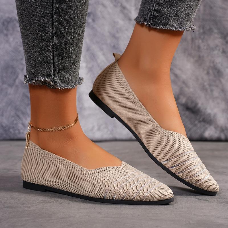 2024 New Women's Shoes High Quality Pointed Toe Shallow Mouth Women's Flat Shoes Cloth Slip-on Flat Heel Women's Flat Shoes