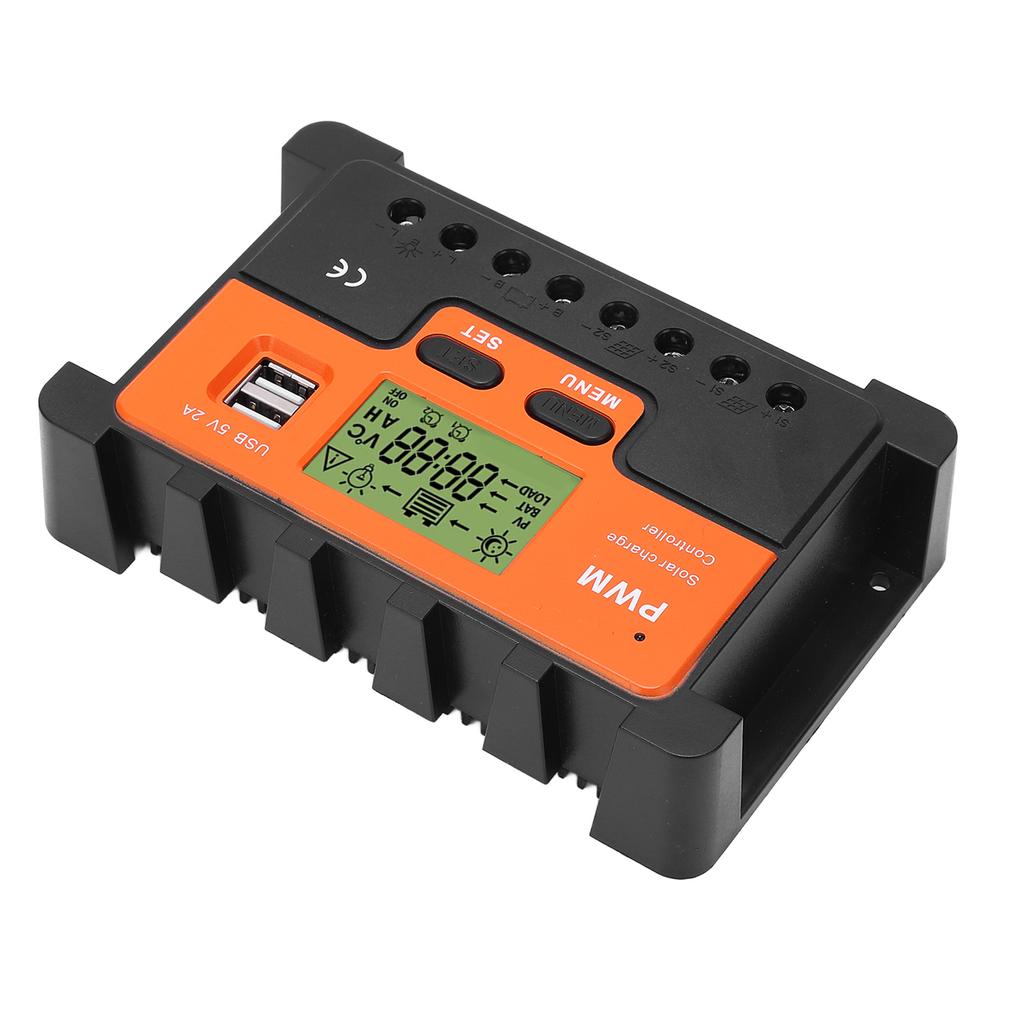 Солнечный контроллер 60А PWM Зарядка ЖК-дисплей Солнечный регулятор с 2 выходами USB 5V 12V 24V 48V