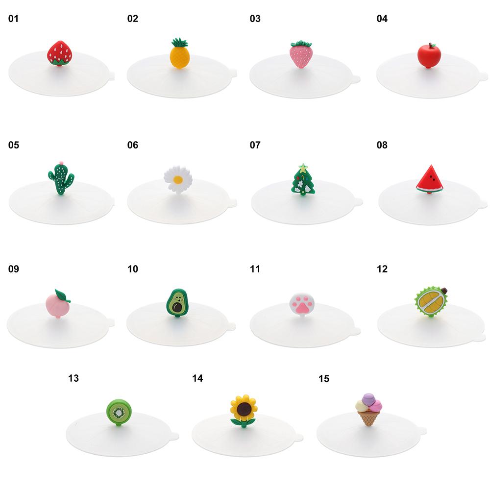 Cute Tea Coffee Lids Reusable Silicone Cup Cover Leakproof Dustproof Suction Cup Cover