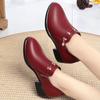 Shoes Spring and Autumn Soft Soled Middle Aged Comfortable Leather Shoes Low Order Shoes Middle Heeled Women's Shoes
