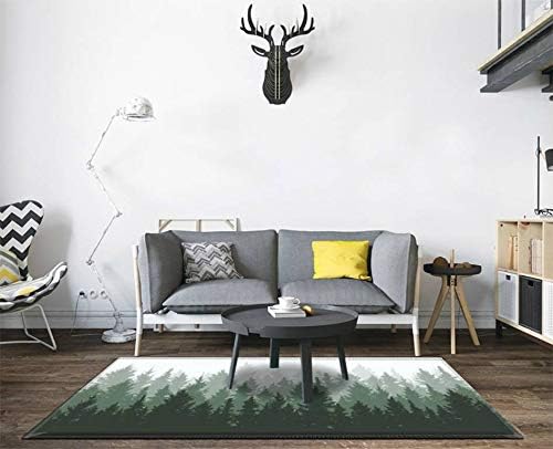 Home Area Runner Rug Pad Forest, Nature, Landscape Evergreen coniferous Trees Pine, Spruce,Thickened Non Slip Mats Doormat Entry