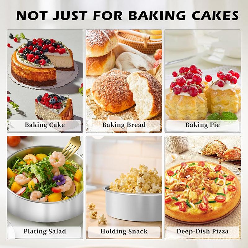 1/3Pcs Stainless Steel Cake Baking Pans Tins, 6 Inch Round Cake Pan, Bakeware for Birthday Wedding Party