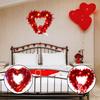 Prelit Valentine's Day Heart Shaped Wreath with String Light Red Tinsel Wreath with Foil Hearts for Wedding Anniversary Front Door Wall Decor
