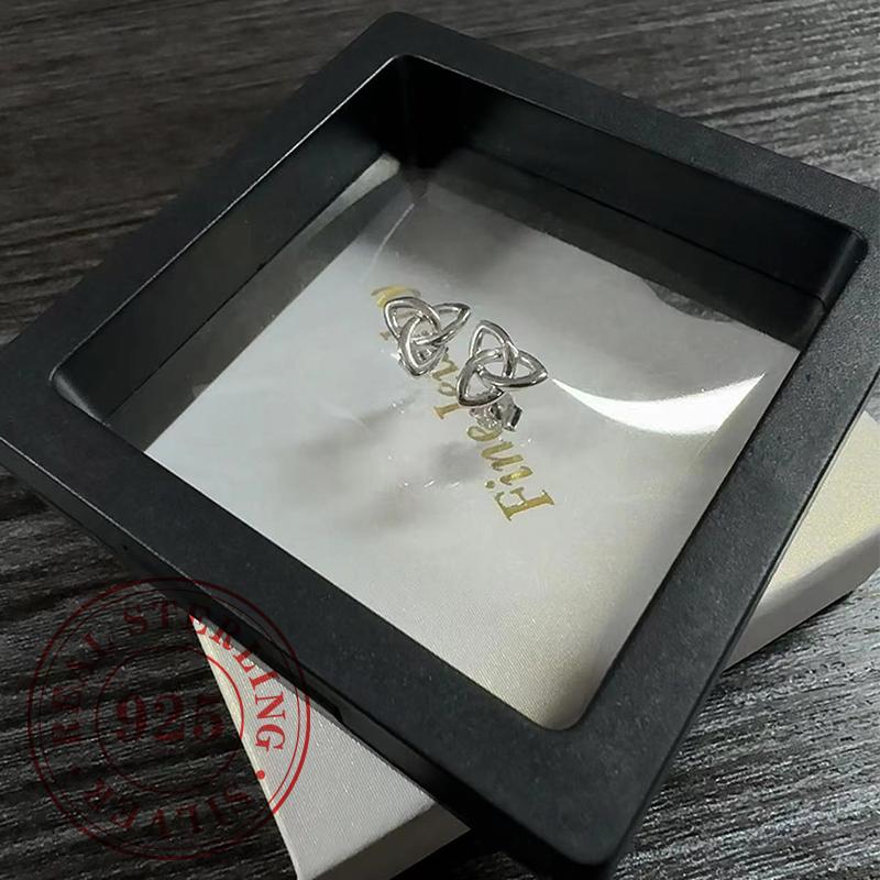 Блестящие серьги-пусеты из настоящего стерлингового серебра для женщин, шикарные треугольные серьги-гвоздики в виде цветка, пирсинг, изысканные ювелирные изделия