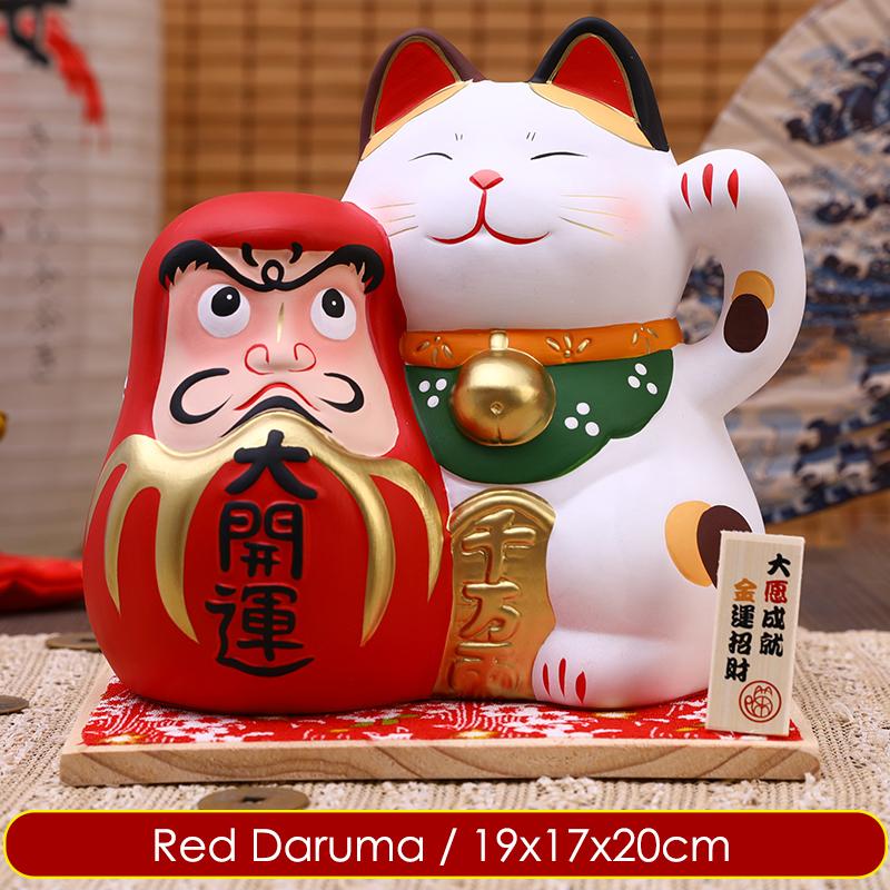 7,8-дюймовая расписанная вручную керамическая золотая дарума манеки-нэко кошка удачи коллективное украшение для кошек удачи с деревянной доской