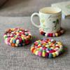 1 PC Handmade Wool Felt Colorful Ball - Featured Stunning Coasters: Heat - Insulating And Stylish Table Accessories