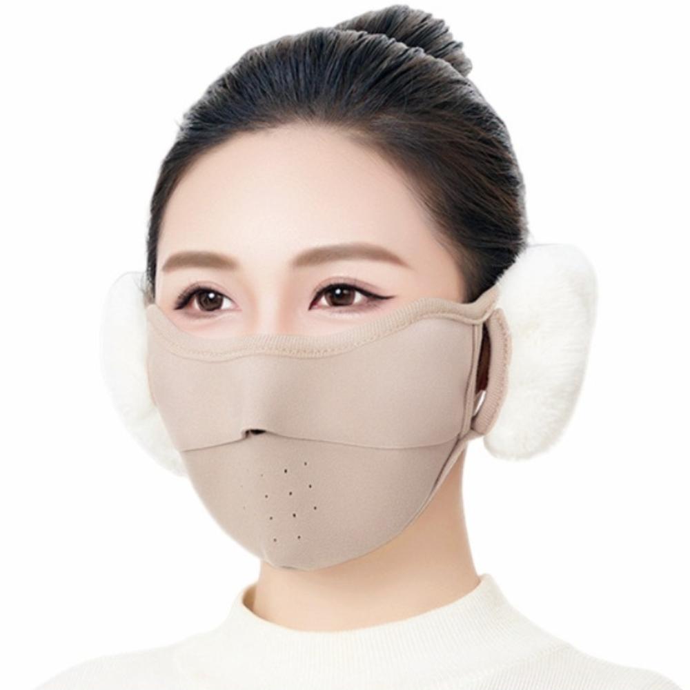 2-in-1 Fleece Winter Mask Breathable Riding Mask Thermal Earmuffs Mask for Autumn and Winter