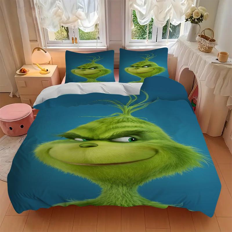 3Pcs Grinch Christmas Spirit Bedding Sets For All Sizes New 3D Printed Bed Cover Comforter Duvet Cover Pillowcase Bedroom Decoration