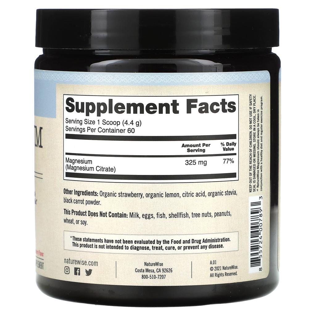 Magnesium, Strawberry Flavor, 325Mg, 264G(9.3Oz)